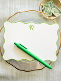 Spring Green Wavy Edge  Notecard Set