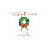Merry Christmas Box Wood Wreath Gift Tag (Red Bow)