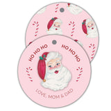 Round Pink Santa Gift Tag