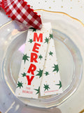 Merry Green + White Vertical Tag