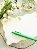 Spring Green Wavy Edge  Notecard Set