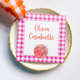 Basketball Tiny Tag (Pink Gingham)
