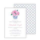 Chinoiserie + Pink Hydrangea Invitation