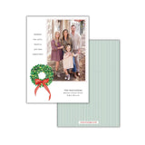 Boxwood Wreath + Stripe Christmas Card