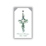 Christmas Blessings Greenery Cross Hangtag