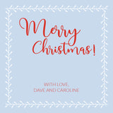 Classic Border "Merry Christmas" Tiny Tag {blue + red}