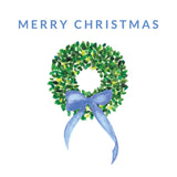 Non-Personalized Boxwood Wreath {blue bow}