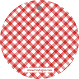 Round Red Gingham Gift Tag (non-personalized)