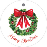 Round Christmas Wreath Gift Tag (non-personalized)
