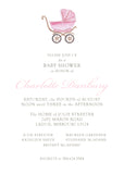 Pink Pram Baby Shower Invitation