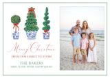 Chinoiserie Boxwood Trio Christmas Card