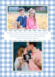 Boxwood Wreath with Blue Bow Christmas Card