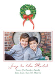 Boxwood Wreath with Red Bow Christmas Card