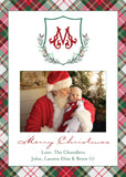 Plaid Monogram Crest Christmas Card