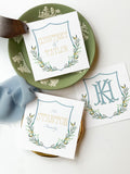 Watercolor crest {blue + green}
