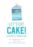 Blue Cake Invitation