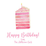 Watercolor Pink Birthday Cake