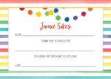 Rainbow Stripe + Pom Pom Fill-In Notecard