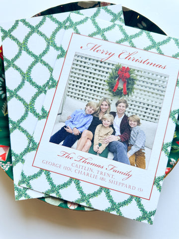 Boxwood Lattice Christmas Card (Vertical)