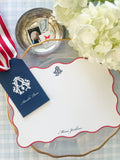 Navy + Red Wavy Edge  Notecard Set