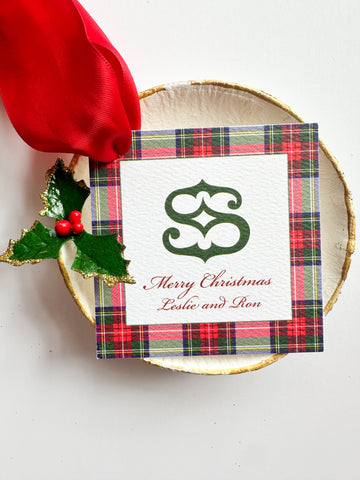 Plaid Monogram Tiny Tag