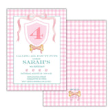 Gingham Puppy Party Invitation