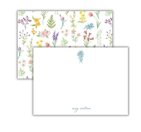 Wild Blooms Blue Toss Bouquet Notecard Set