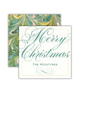 Merry Marbled Evergreen Square Gift Tag