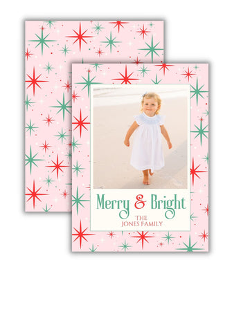 Retro Star Christmas Card (pink)