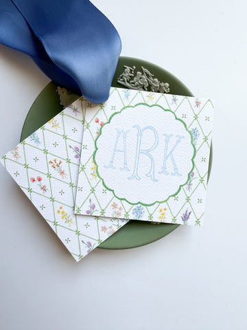 Wild Blooms Scallop Lattice Monogram Tag