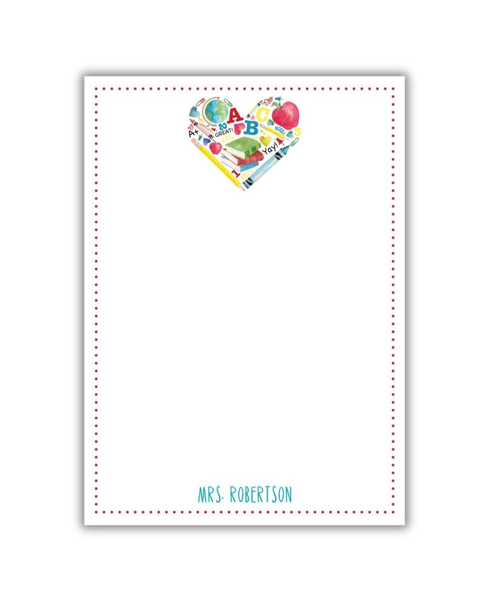 School Supply Heart Notepad – Tiny Tag Co.