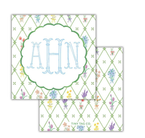 Wild Blooms Scallop Lattice Monogram Tag