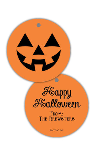 Jack O' Lantern Round Gift Tag