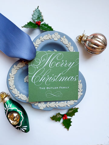 Evergreen Elegance Pine and Silver Script Personalized Gift Tag