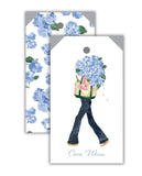 Blooming in Blue Boat Tote Girl with Bubbles