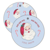 Round Blue Santa Gift Tag