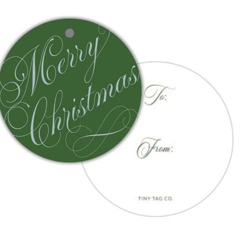 Non-Personalized Evergreen Elegance Pine and Silver Script Gift Tag