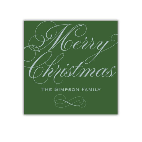 Evergreen Elegance Pine and Silver Script Personalized Gift Tag
