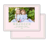 REJOICE Holiday Card pink + green {horizontal}