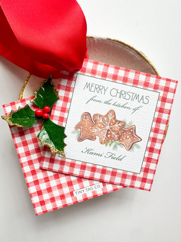 Gingham Gingerbread Christmas Cookie Tiny Tag