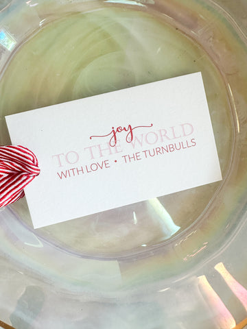 Joy to the World Horizontal Gift Tag (Pink + Red)