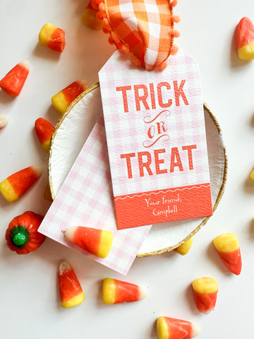 Pink Gingham Trick or Treat {hang tag}