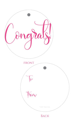 Non-Personalized pink Congrats! Round Gift Tag