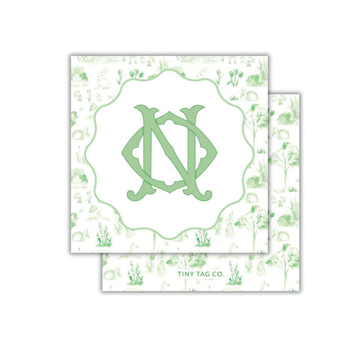 Spring Toile Interlocking Initials Gift Tag {green, pink, blue}