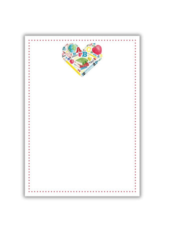 School Supply Heart Notepad (non-personalized)