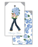 Blooming in Blue Boat Tote Girl with Pup