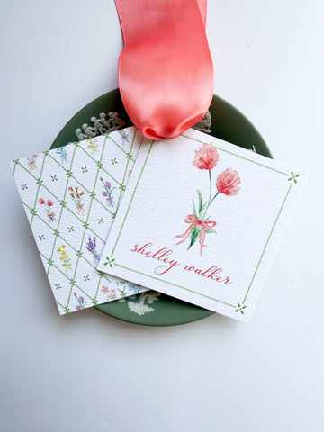 Wild Blooms Pink Tulip Lattice Bouquet Tag