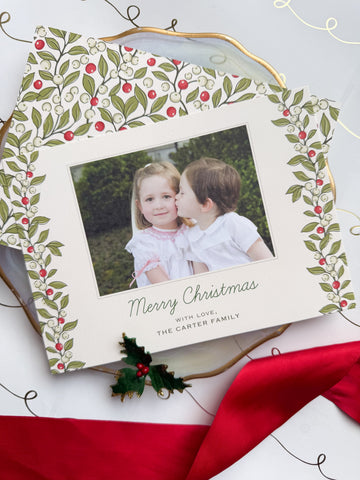 Timeless Tidings Winter Mistletoe Holiday Card
