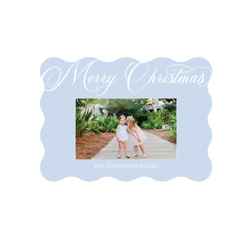 Wavy Merry Christmas Holiday Card (wedgewood blue