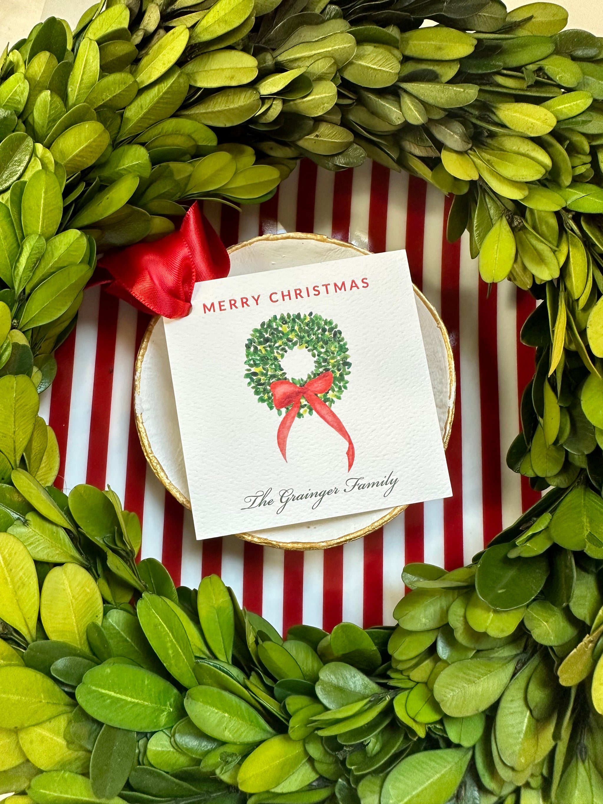 Boxwood Wreath Christmas Tiny Tag {red bow} – Tiny Tag Co.